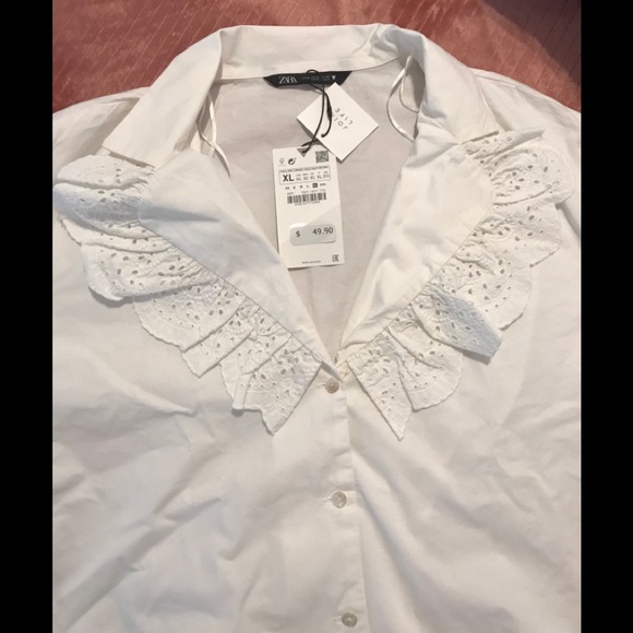 ZARA BLOUSE COTTON DRAWSTRING BOTTOM - Picture 7 of 10